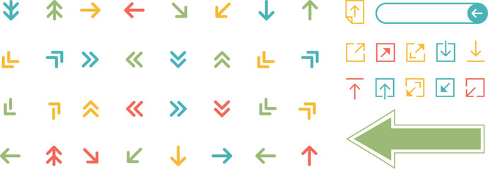 Arrow icon set isolated on white background