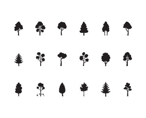 Collection of tree silhouettes various styles