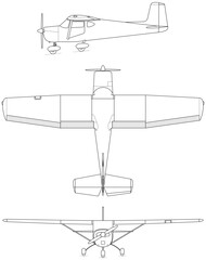 Cessna_150_3-view_line_drawing-svg vector file.svg