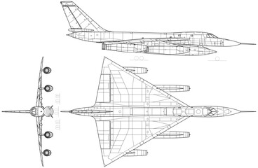Convair_B-58_Hustler_3-view_line_drawing-svg vector file.svg