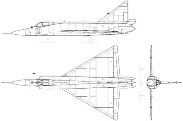 Convair_F-102_Delta_Dagger_3-view_line_drawing-svg vector file.svg