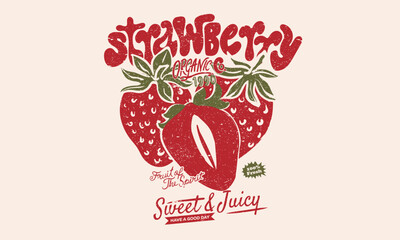 Feeling berry mood. Fresh strawberry fruit with print bow. You are so berry sweet. Sweet and juicy strawberry t shirt artwork.