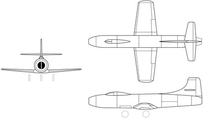 Douglas_D-558-1_Skystreak_3-view-svg vector file.svg