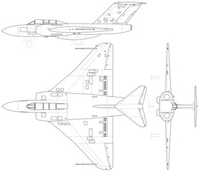 Gloster_Javelin_3-view_line_drawing-svg vector file .svg