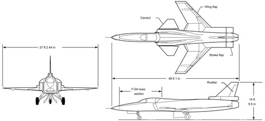 Grumman_X-29_3-view_line_art-svg vector file.svg