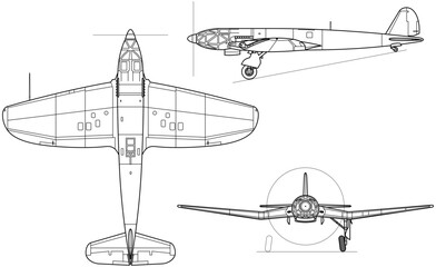 Heinkel_He_119_V4_3-viewsvg vector file .svg