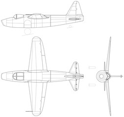Heinkel_He_178_3-view svg vector file