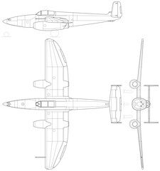 Heinkel_He_280_3-view vector file