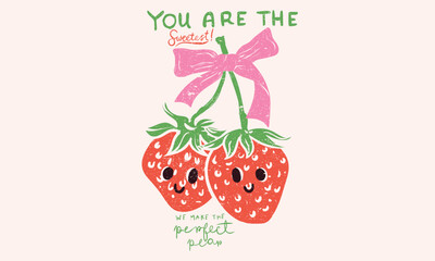 Fresh strawberry fruit print. You are so berry sweet. Eat more strawberry. Sweet berry fruit club print design.  © riaz