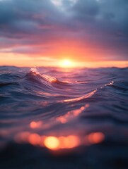 Ocean wave sunset peaceful water reflections at golden hour