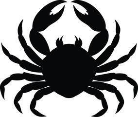 Majestic Crab Silhouette A Striking Black and White Illustration