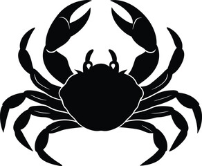 Powerful Black Crab Silhouette Vector Illustration