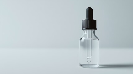 Clear glass dropper bottle on white background product packaging photography