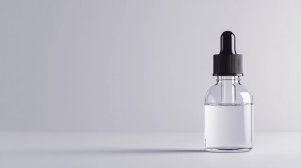 Clear bottle with dropper for cosmetic or pharmaceutical product mockup presentation