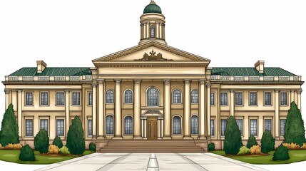 Obraz premium Detailed illustration of a classic government building.