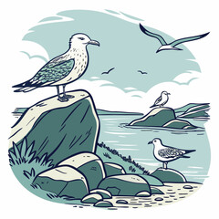 Obraz premium seagulls on the sea