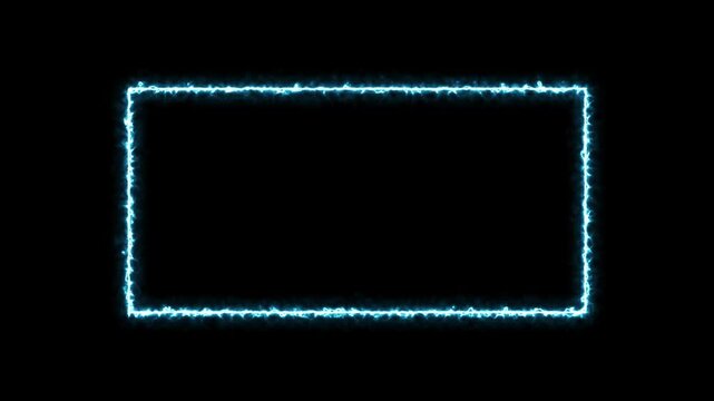 Abstract neon light rectangle frame and seamless loop pattern animation background. Gradient neon frames with smoke, led rectangular borders with mist effect, transparent glowing haze