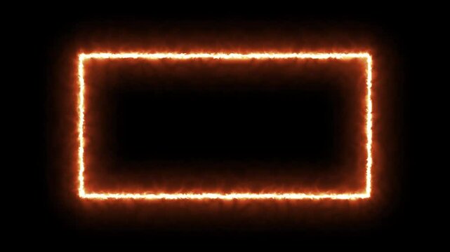 Abstract neon light rectangle frame and seamless loop pattern animation background. Gradient neon frames with smoke, led rectangular borders with mist effect, transparent glowing haze