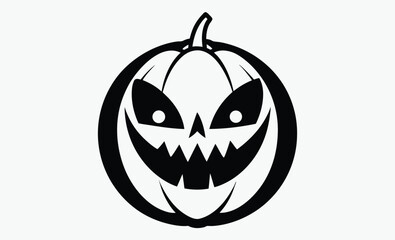 Halloween pumpkin face, Simple Halloween scary pumpkin with funny face in flat style 