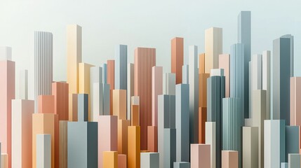 Obraz premium Abstract cityscape composed of colorful, geometric skyscrapers