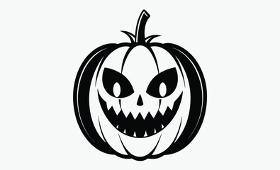 Halloween pumpkin face, Simple Halloween scary pumpkin with funny face in flat style 