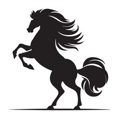 Powerful Black Horse Silhouette – Wild Stallion Vector Art for Logo, Tattoo, and Branding Design