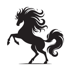 Powerful Black Horse Silhouette – Wild Stallion Vector Art for Logo, Tattoo, and Branding Design