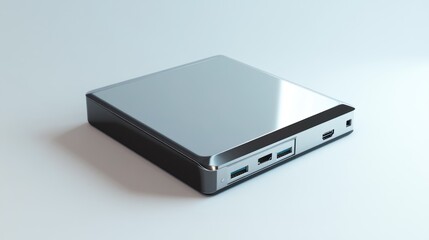 A Shiny Minimalist Mini Computer on a White Background