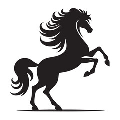 Powerful Black Horse Silhouette – Wild Stallion Vector Art for Logo, Tattoo, and Branding Design