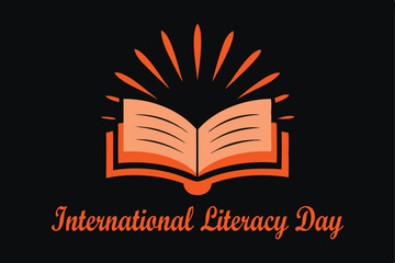  International Literacy Day Vector Art – Glowing Book Radiating Alphabet Letters in Minimal Style.