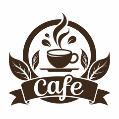 silhouette cafe logo or label on white background