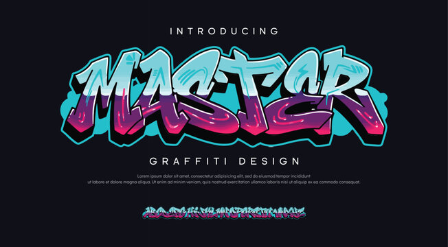 Master logo graffiti font text effect, spray and street text style 