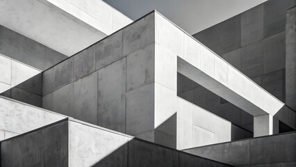 Obraz premium Grayscale Abstract Geometric Composition – Intersecting Planes and Shadows in Minimal Modern Design