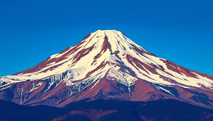 Majestic snow-capped Mount Hood, Oregon, depicted in vibrant digital art EPS vector illustration,  sky,  cold