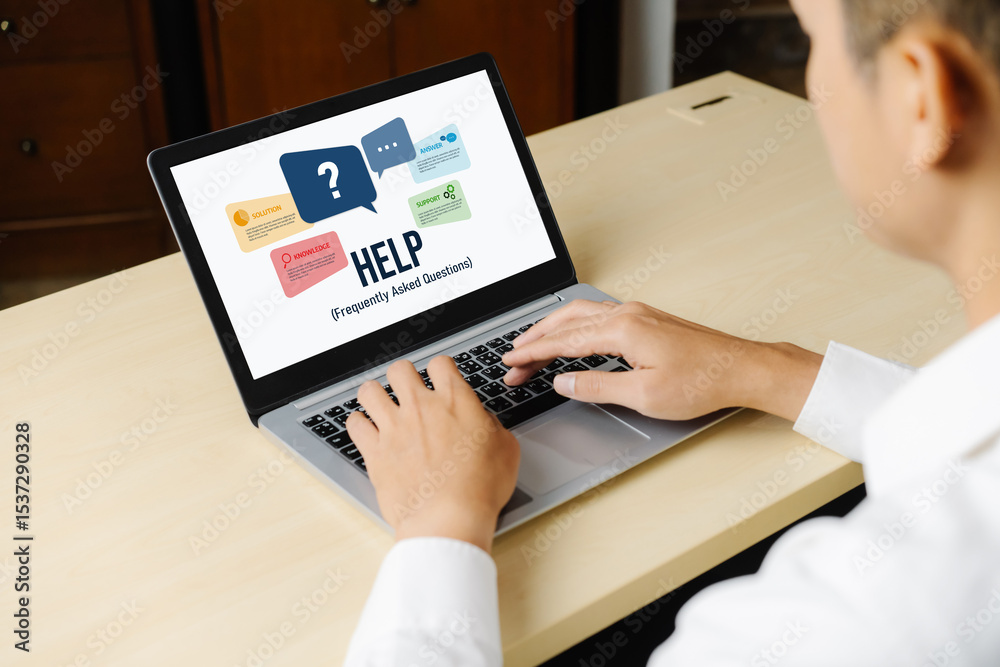 Poster help screen on the website provide answer to faq frequently asked question snugly with knowledge inf