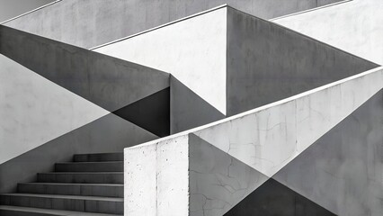Fototapeta premium Grayscale Abstract Geometric Composition – Intersecting Planes and Shadows in Minimal Modern Design