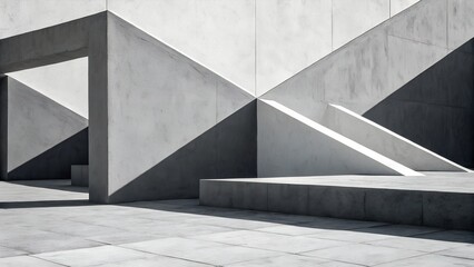 Fototapeta premium Grayscale Abstract Geometric Composition – Intersecting Planes and Shadows in Minimal Modern Design