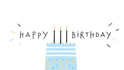 Happy birthday illustration with a cake decorated with candles and sprinkles on a white background design