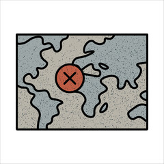 Obraz premium Map highlighting a location with an X mark