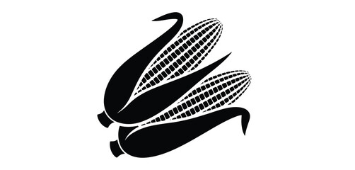 Stylized Black and White Corn on the Cob Illustration