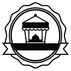 silhouette cafe logo or label on white background