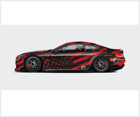 Patriotic American Flag Design Race Car Wrap