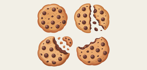 Delicious Chocolate Chip Cookies in Various Stages