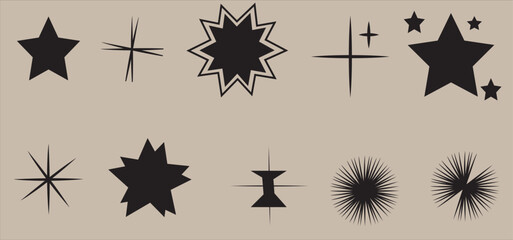  Sparkle Icons Collection. Shine Effect Sign Vector Design. 