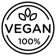 100 vegan icon Thin line vector design