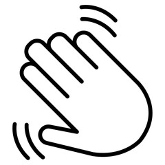 Bonjour text with hand wave icon Thin line vector design © Ambaji