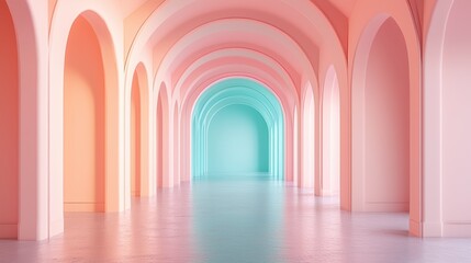 Pastel archway corridor