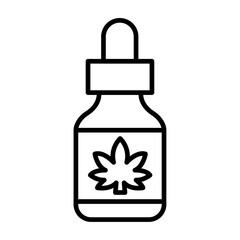 CBD oil drop icon Thin line vector design
