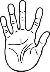 Obraz premium A simple human handprint black lineart vector illustration.