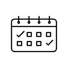 Calendar with checkmarks icon in outline style
